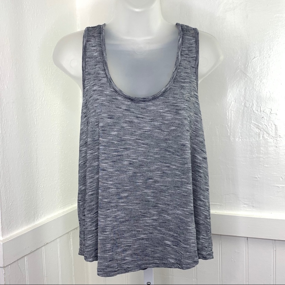 Tahari Racer Back Black/White Stripe Tank Top | S - Picture 3 of 5